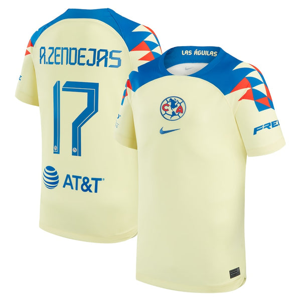 Alejandro Zendejas Club America   Home 2023/24  Jersey - Yellow