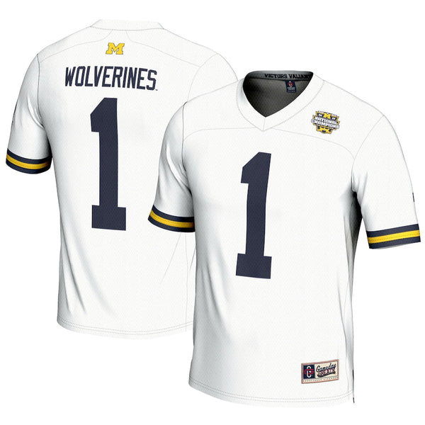 #1 Michigan Wolverines GameDay Greats College Football Playoff 2023 National Champions Lightweight Fashion Jersey - White