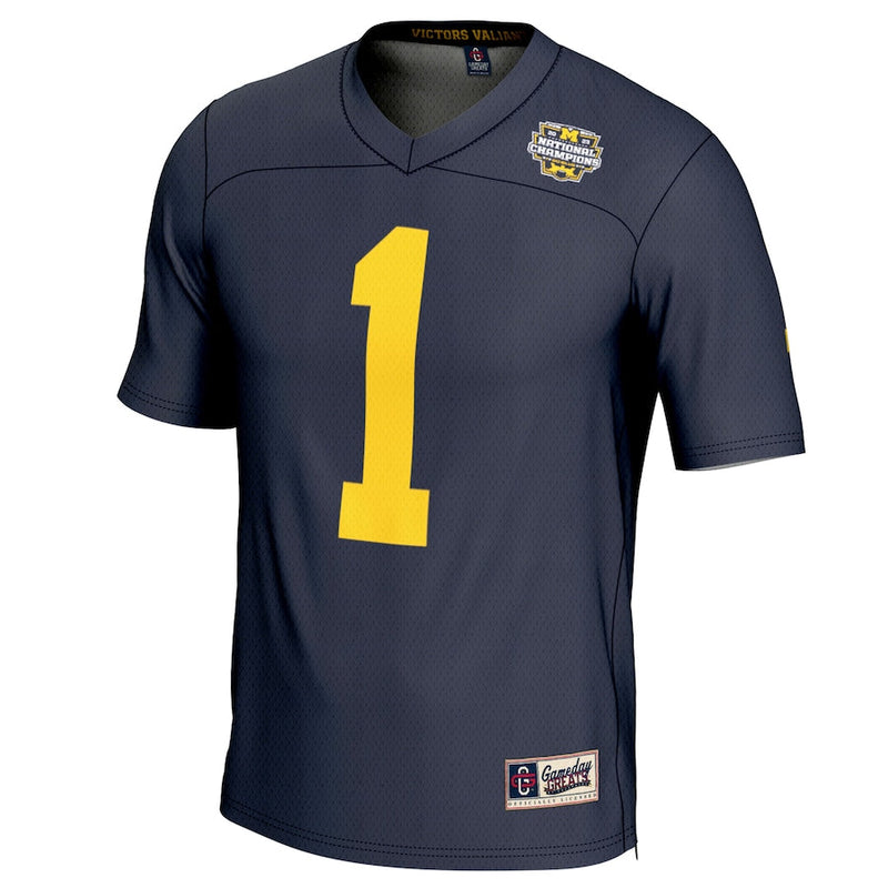 #1 Michigan Wolverines GameDay Greats College Football Playoff 2023 National Champions Lightweight Fashion Jersey - Navy