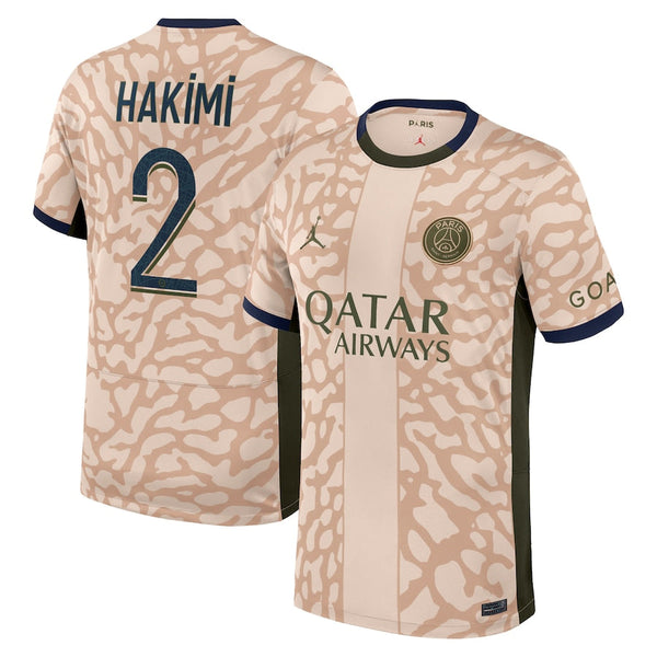 Achraf Hakimi Paris Saint-Germain  Brand 2023/24 Fourth Stadium Player Jersey – Tan