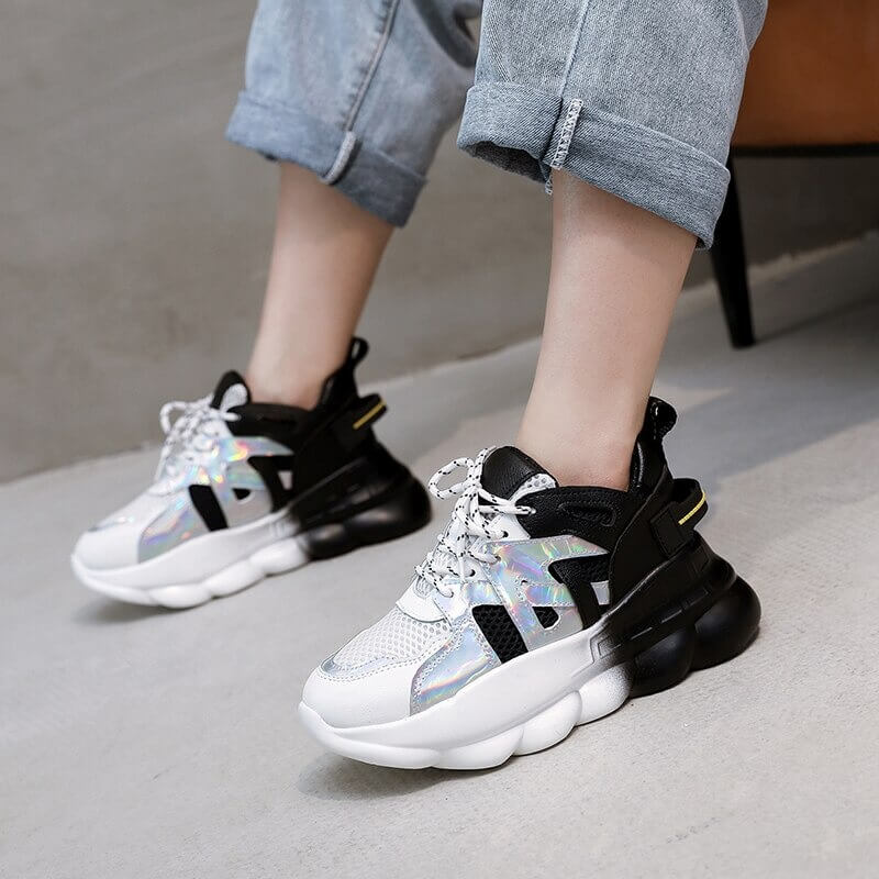 Designers Women Platform Sneakers Ulzzang Fashion Green Lace Up Vulcanized Shoes Sports Woman Casual Old Dad Shoes 6cm