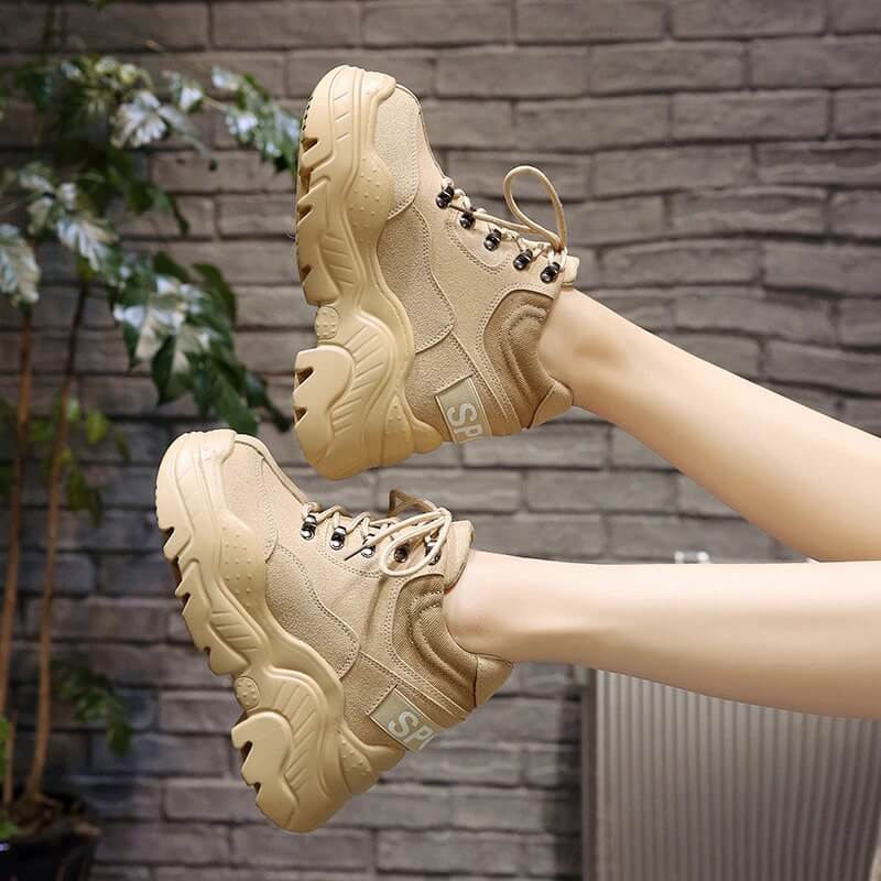 Nevada High Heel Women Thick Sole Shoe Leather Wedge Sneaker Waterproof Breathable Casual Shoes