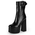 European Style High Heel Platform Boots Women Sexy Party Shoes Round Toe Buckle Autumn Winter Ankle Boots Women