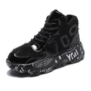 Furry Chunky Sneakers Women Graffiti Sole Winter Shoes