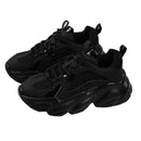 Women's Lace up Sneakers Black chunky Platform White Casual Leather breathable Fashion All-match Female Ladies Sports Sneakers