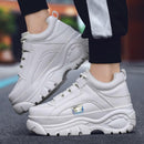 Fashion Thick Sole Women Sneakers Leather Platform Female Casual Shoes Chunky Sneakers 2019 Autumn Winter Women Creepers XU128