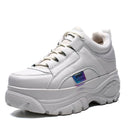 Fashion Thick Sole Women Sneakers Leather Platform Female Casual Shoes Chunky Sneakers 2019 Autumn Winter Women Creepers XU128