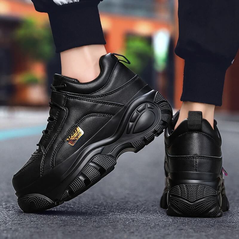 Fashion Thick Sole Women Sneakers Leather Platform Female Casual Shoes Chunky Sneakers 2019 Autumn Winter Women Creepers XU128