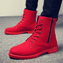 2019 Men Boots British Red High Top Mens Army Boots Korean Zipper Men's Snow Winter Boots Cowboy Boots for Men BLACK size 39-44