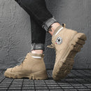 Men High Quality Leather Boots Male Spring Casual Motorcycle Ankle Botas Hombre Men Lace-Up Basic Boots Man Fashion Men Boots