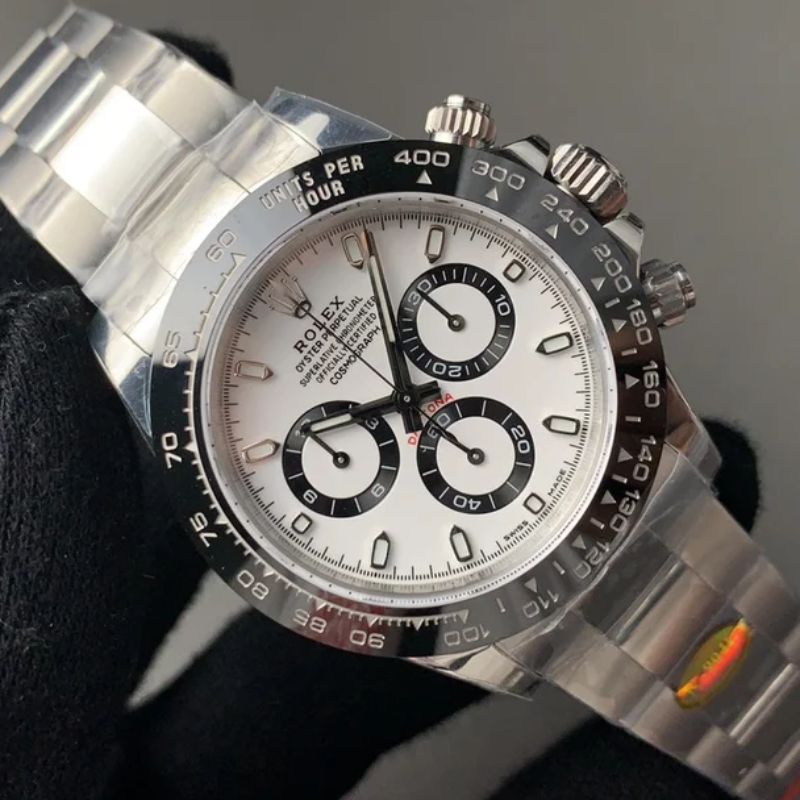 Watch Cosmograph Daytona Classic Silver Panda Black and White Dial 40mm Blue