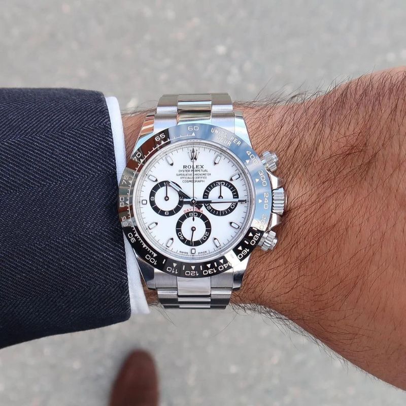 Watch Cosmograph Daytona Classic Silver Panda Black and White Dial 40mm Blue