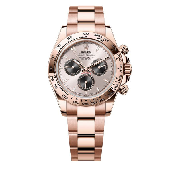 Watch Oyster Perpetual Cosmograph Daytona in Everose gold with a vivid black and Sundust dial and Oyster bracelet