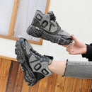 Furry Chunky Sneakers Women Graffiti Sole Winter Shoes