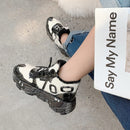 Furry Chunky Sneakers Women Graffiti Sole Winter Shoes