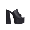 genuine leather sandals women fashion brand thick high heel party Night Club Shoes