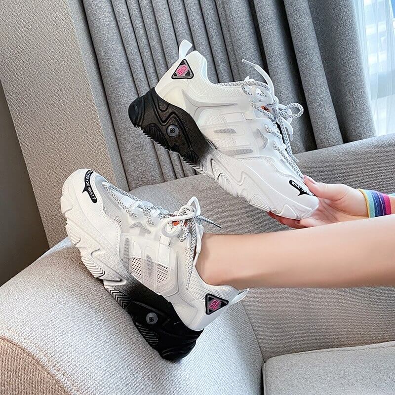 Women Platform Sneakers Designers Summer Mesh Lace Up Casual Shoes Fashion 5cm High Chunky Sneaker Ladies Vulcanized Shoes Woman
