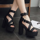 Fashion Solid Platform Women Sandals Summer Shoes Open Toe Rome Style High Heels Fashion Buckle Gladiator Shoes Woman