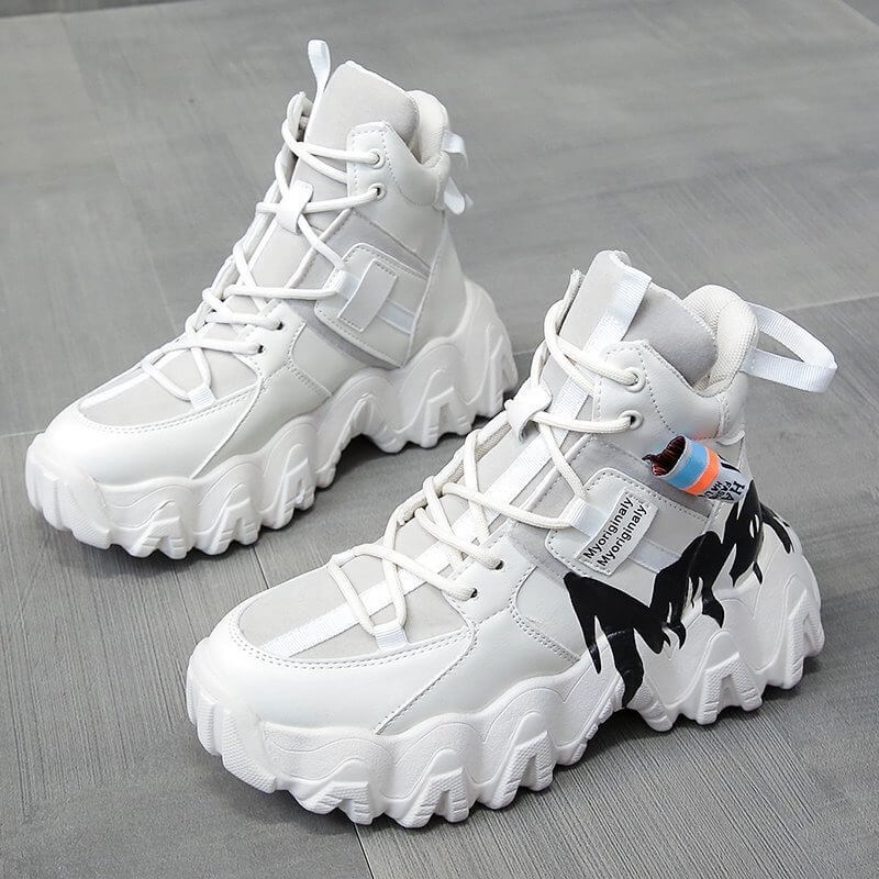 High Top Chunky Sneakers Women Designer Platform Shoes Female Basket Femme Sapatos Winter Thick Bottom Lady Trainers Women Shoes