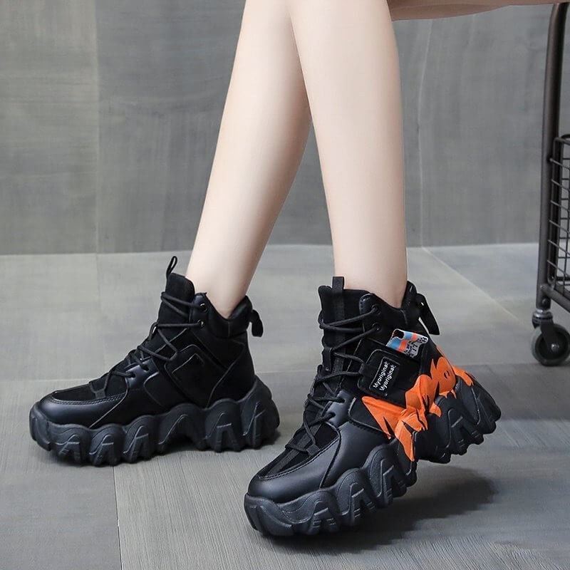 High Top Chunky Sneakers Women Designer Platform Shoes Female Basket Femme Sapatos Winter Thick Bottom Lady Trainers Women Shoes