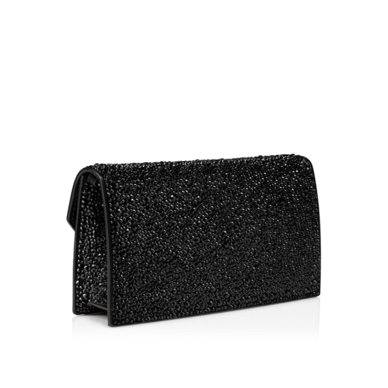 Loubi54 Luxury Bag - Clutch - Calf leather and strass - Black