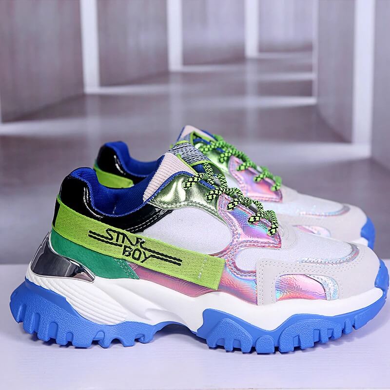 Women Fashion Chunky Sneakers Platform Summer Designers Mixed Colors Vulcanized Shoes Woman Sports Casual Shoes Tennis Female
