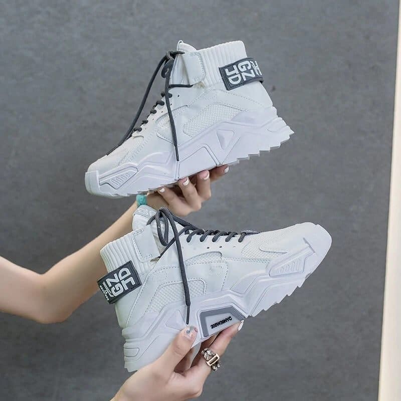 Women Sneakers Shoes Casual Platform Shoes Fashion Breathable Thick Sole Tenis Baskets Femme 2020 High Top Chunky Sneakers Woman