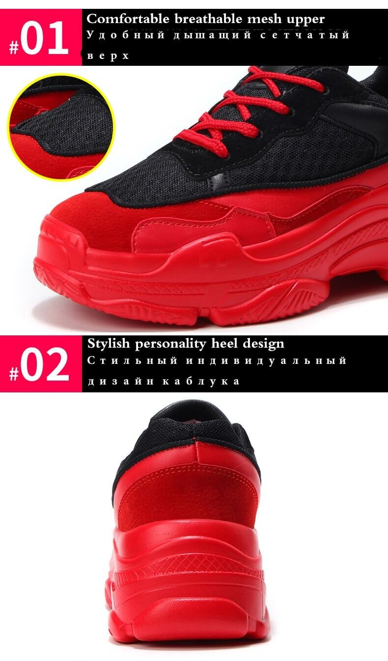 Fashion Sneakers Women Red Shoes 2020 Spring Autumn Breathable Mesh Women Sneakers Zapatos De Mujer Chunky Ladies Shoes