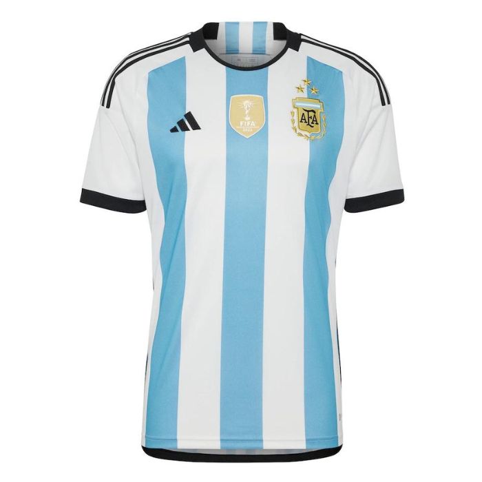 Argentina National Team Unisex Shirt 2022 Winners Home Custom Jersey - WhiteLight Blue