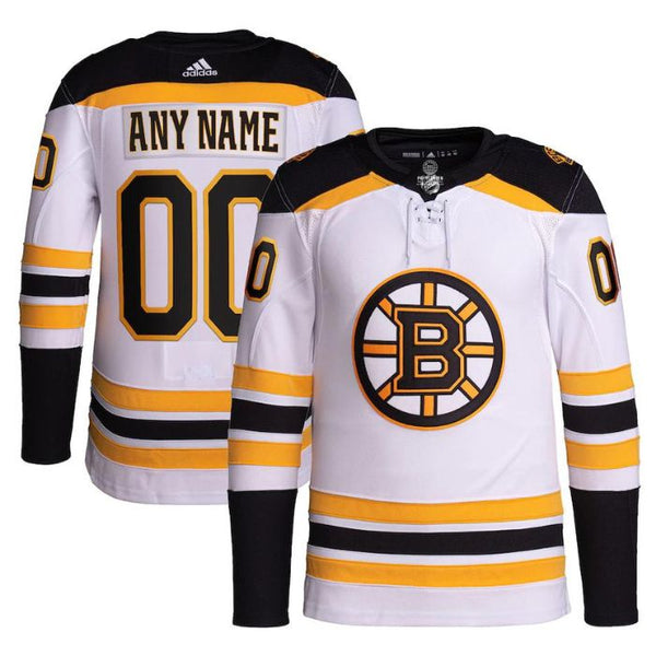 Boston Bruins Unisex Away Primegreen Pro Customized Jersey - White