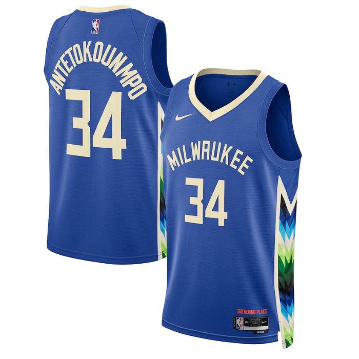 Giannis Antetokounmpo Milwaukee Bucks Unisex 202223 Swingman Jersey - City Edition - Royal