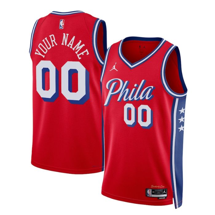 Philadelphia 76ers Unisex 202223 Swingman Custom Jersey - Statement Edition - Red